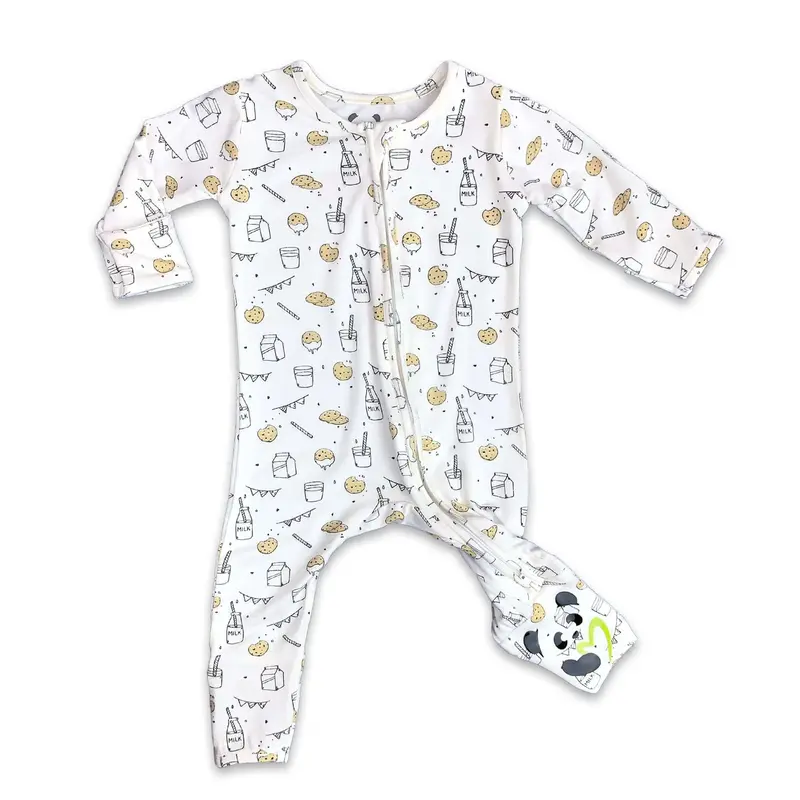 Bellabu Bear Soft Breathable Graphic Bamboo Rayon Convertible Footie - Unisex Baby Clothing, Long Sleeve Holiday 1-Piece Sleepwear with Hand Covers