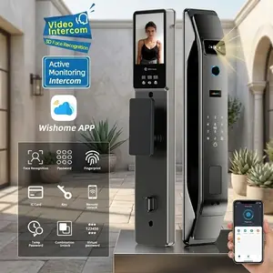 Smart Face Recognition Lock with 4.5 Inch Screen, Video Intercom and Fingerprint Deadbolt, Works with Wishome, 6068 Lock