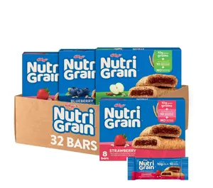Nutri-Grain Soft Baked Breakfast Bars, Kids Snacks, Whole Grain, Variety Pack (4 Boxes, 32 Count)