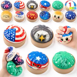 JOYIN July 4th Dumpling Stress Relief Toy, Dumpling Mystery Box, Colorful Steamed Bun Stress Relief Balls with Steamer Box, Anxiety Relief Fidget Sensory Toy, Soft Squeeze Decompression Dough for Adults Gifts, Party Favors, Office Desk Decor