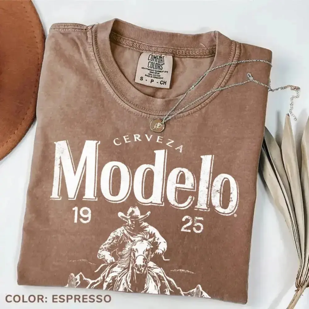 Blank Graphic Studio Comfort Color Vintage Modelo Shirt, Cerveza Modelo 1925 T-shirt, The Fighting Spirit Tees, Gift For Him Womenswear Tops Soft