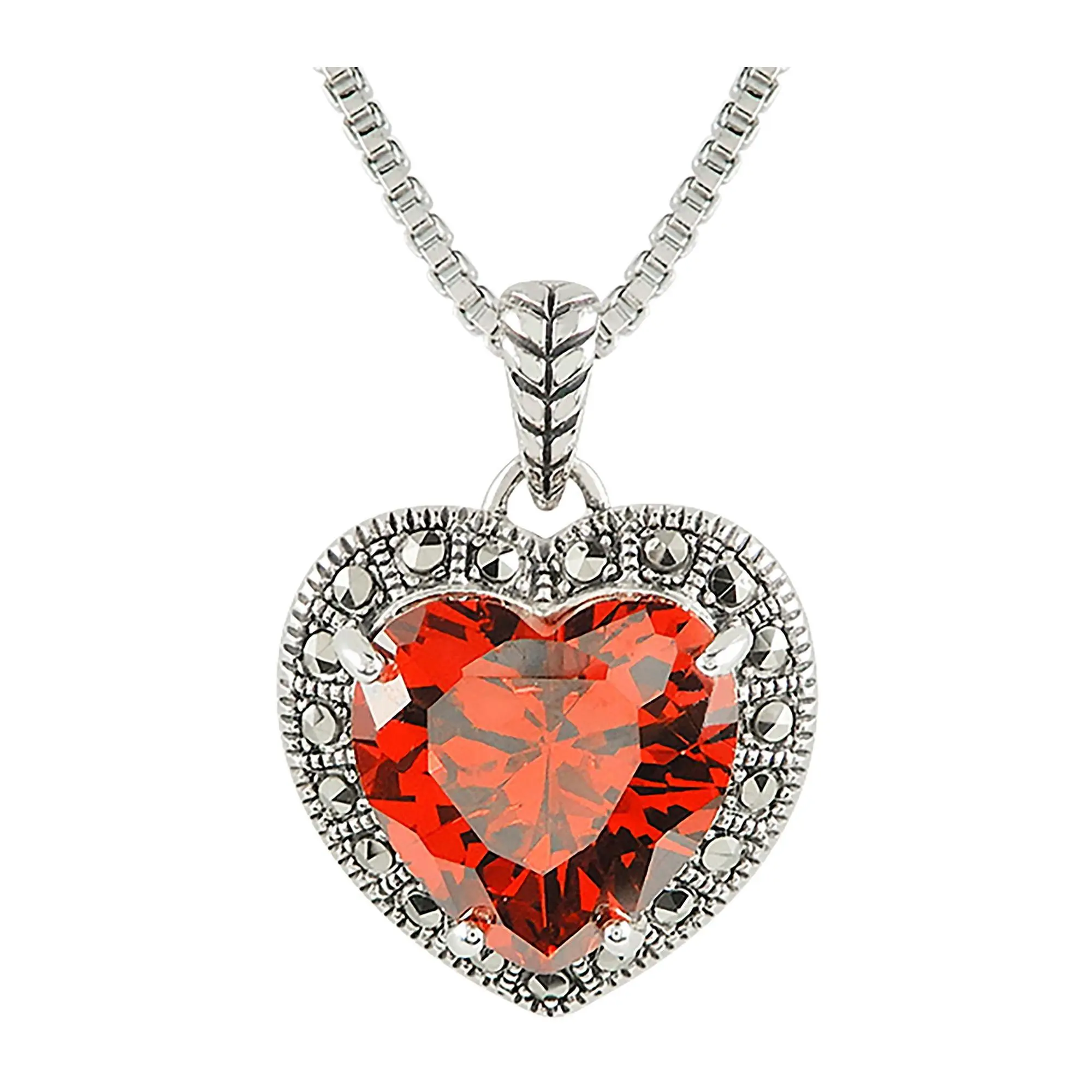 Suspicion Sterling Simulated Diamond & Marcasite Necklace