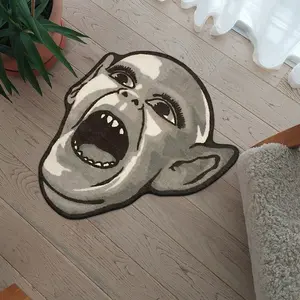 Funny Face Shaped Carpet, Creative Personality Living Room Bedroom Rug, Unique Halloween Atmosphere Decor Mat, Soft Plush Foot Pad, Decorative Area Rug