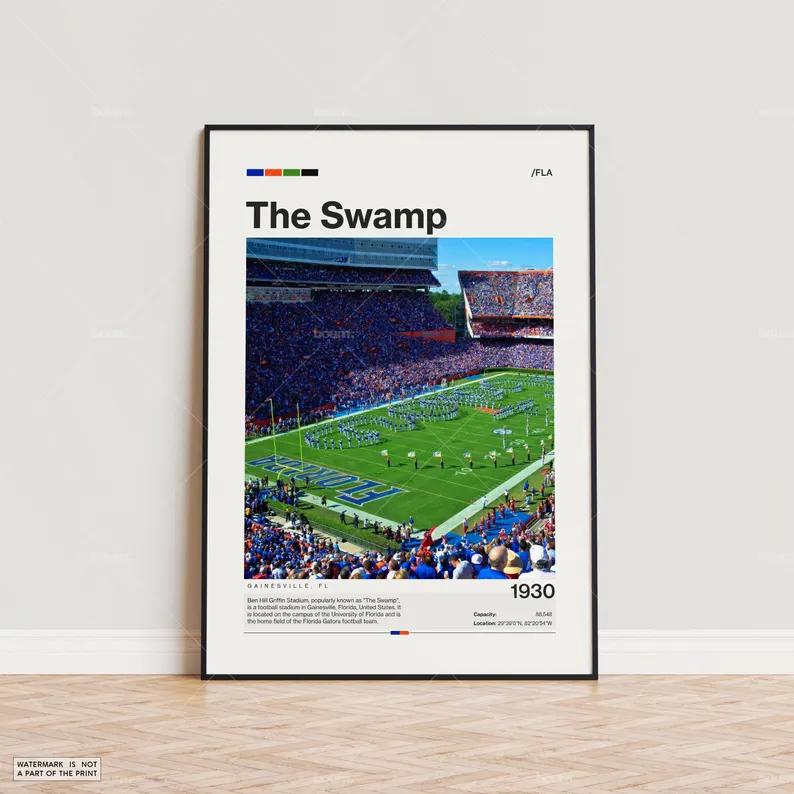 The Swamp Florida Gators Stadium Poster, Sports Poster