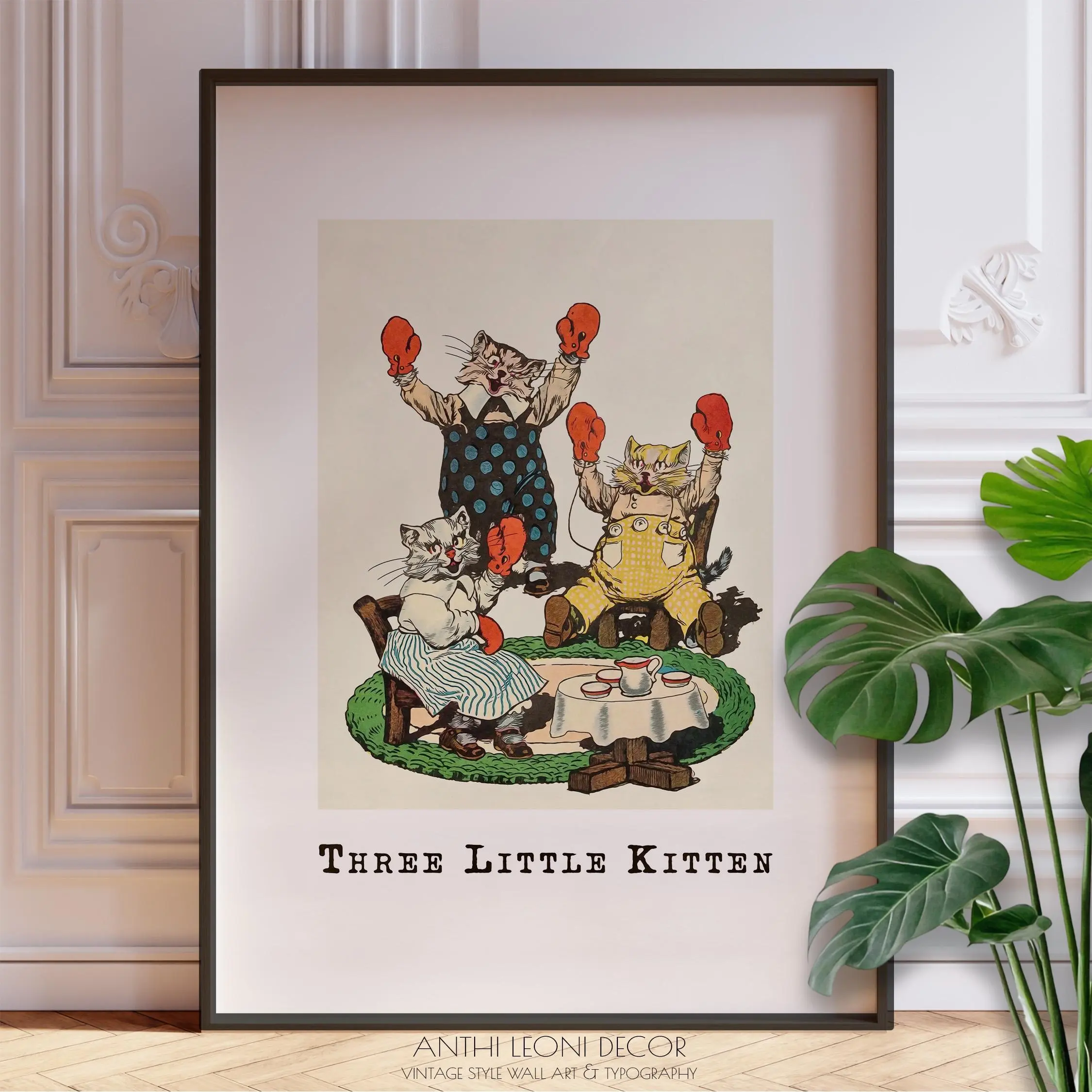 Three Little Kittens Nursery Rhyme Wall Art Print | Nursery Rhyme Decor | Baby Room Decor | Cute Kids Interior Ideas | PRINTED POSTER