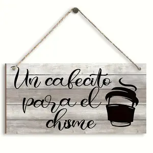 Coffee Themed Wooden Hanging Sign, Rustic Farmhouse Design, Creative Coffee Letter Pattern Hanging Plaque, Wall Decor for Home Kitchen Coffee Shop