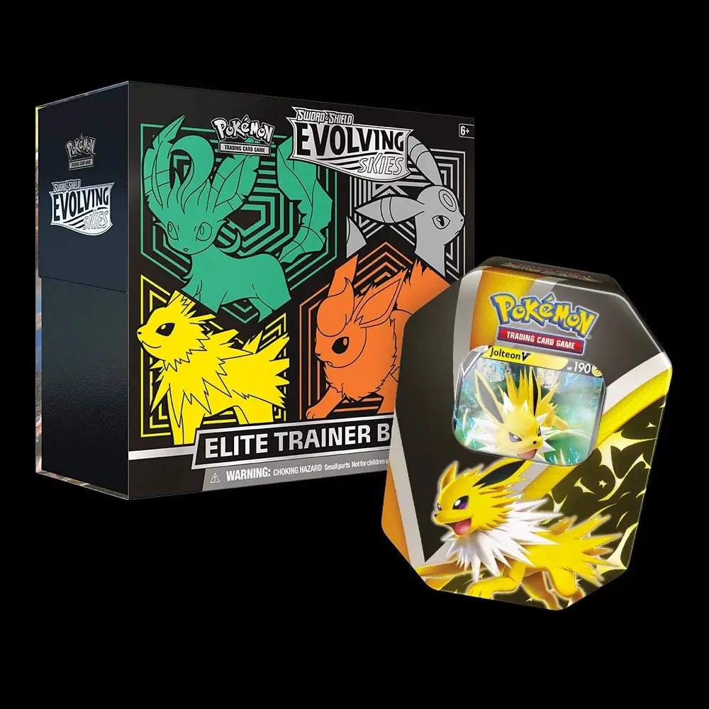 Pokemon Evolving Skies 2-Pack Elite Trainer Box & Jolteon Tin - Official Trading Card Game Collection