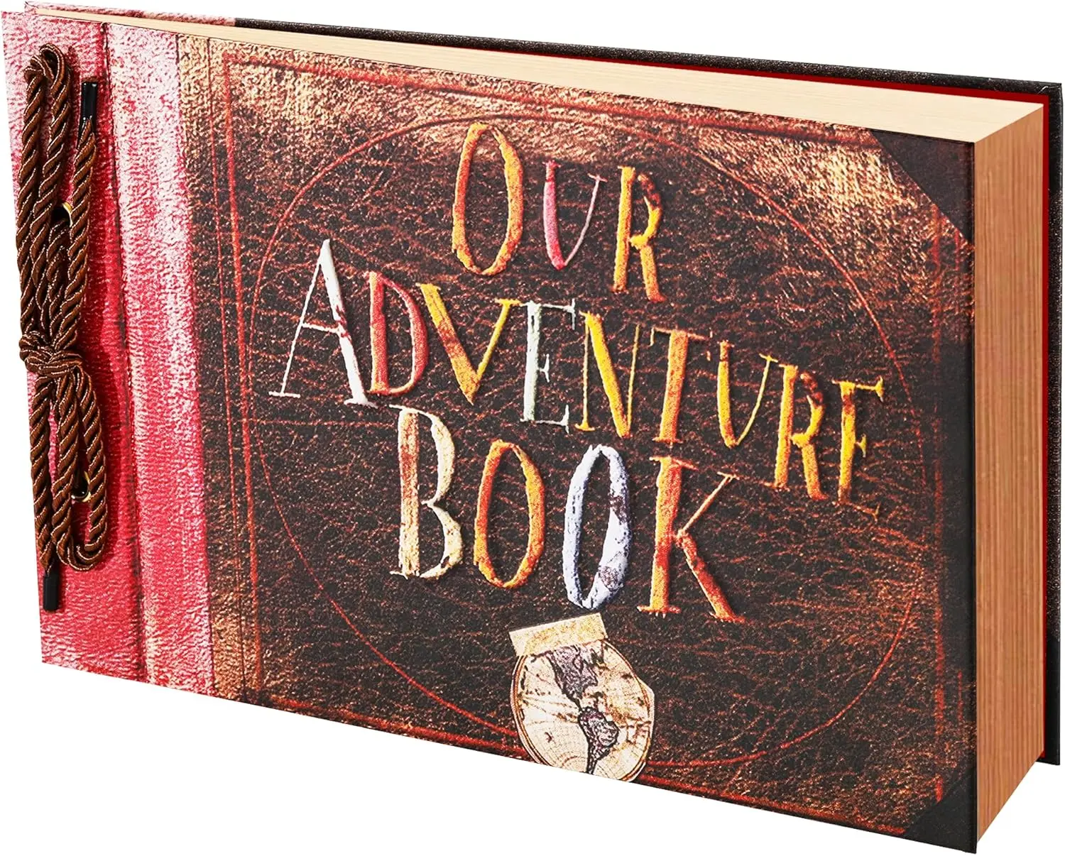 Embossed Words Hard Cover Scrapbook Photo Album - Our Adventure Book for Scrapbooking, Cherish Memories, Customizable 40-Page Retro Album for Anniversary, Wedding (Home Decor Photo Storage)