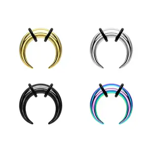 Surgical Steel Crescent Tapers Bull Stretchers Expander Horseshoes Taper Ear Gauges Pincher Septum Ring C Shaped Buffalo Piercing Jewelry 00G 14G Sold - Individually