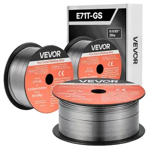 VEVOR Flux Core MIG Welding Wire, E71T-GS 0.035-inch 2 LBS, Gasless Mild Steel Welding Wire with Low Spatter for All Position Arc Welding, Self-Shielded for Outdoor Use (Pack of 3 Rolls)