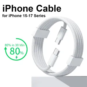 USB-C Type-C Cable,iphone usbc  to usb C Braided Charging Cable, 60W/45W/30W PD Fast Charge, 48-Braid Braided Cable Cord with Silicone Reinforced Head, Data Sync & Charge for iPhone 15/16/17 plus Pro Max & Android