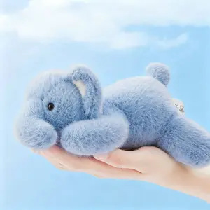 MINISO Palm-Sized Lying Baby Elephant Plush Toy Soft Mini Stuffed Animal for Hand Cute Kawaii Collectible Gift for Girls Kids Birthday 8CM x 15CM x 21CM