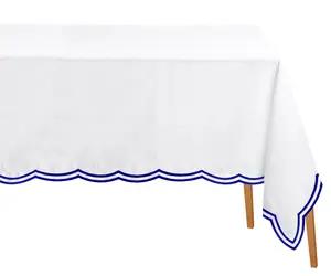 Tablecloth with Blue Embroidery