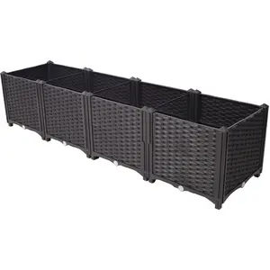 63" Self-Watering Raised Garden Bed - Plastic Planter Box for Vegetables, Herbs, Flowers & Succulents