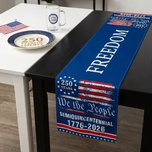 250th Anniversary USA Table Runner, 250 Anniversary America Decorations Patriotic 1776-2026 Commemorative Runner 250 Years of Freedom 4th of July Dining Table Runner