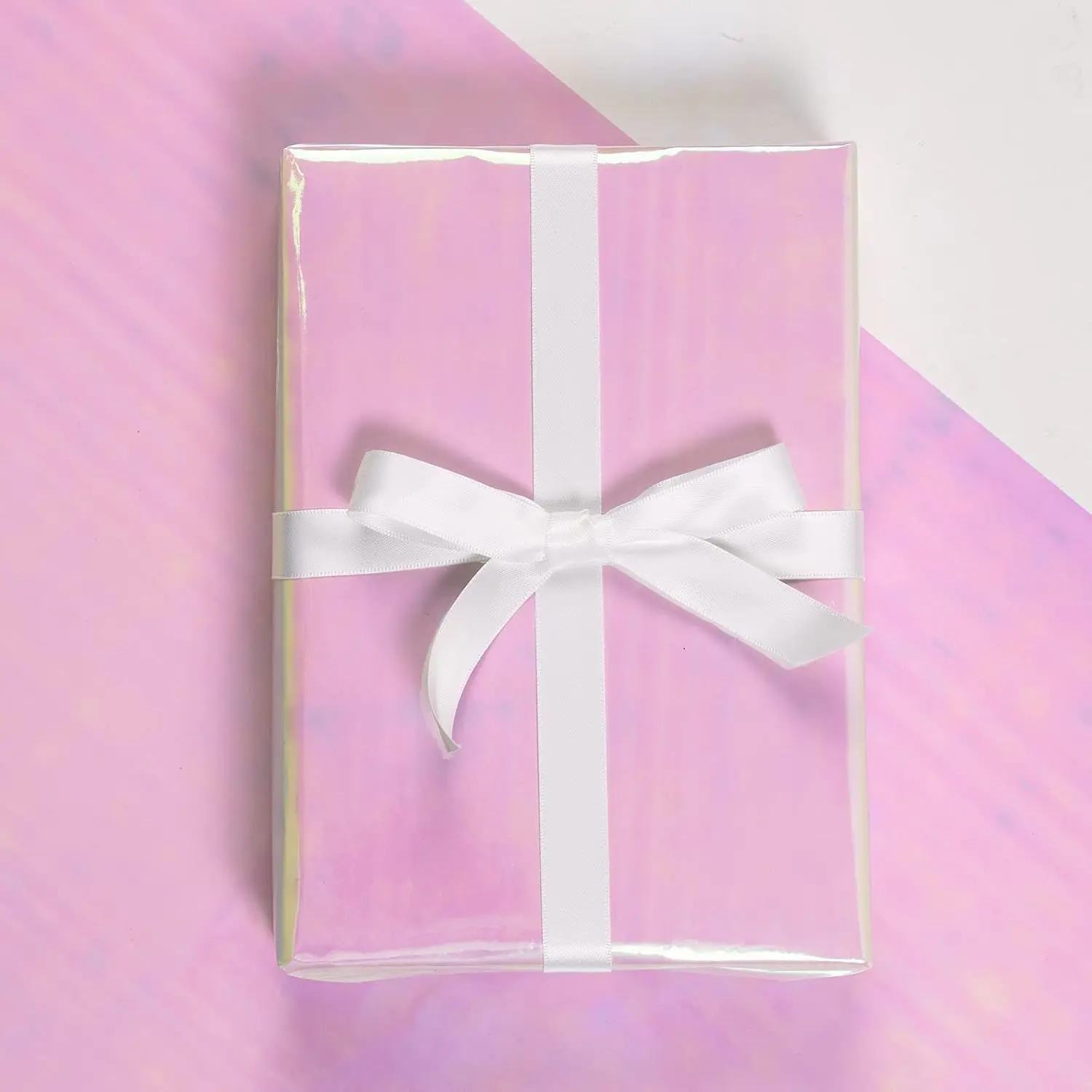 Pink Wrapping Paper Roll - Holographic Iridescent Wrapping Paper for Birthday, Valentine's, Mother's Day, Holiday - 17 inches x 32.8 Feet (47.23 sq.ft.)