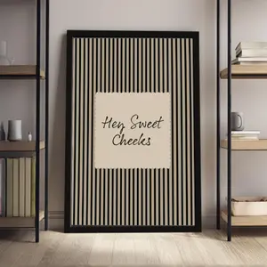 Funny Bathroom Wall Art, Hey Sweet Cheeks Canvas Print, Black Stripe Toilet Decor, Modern Farmhouse Bathroom Sign