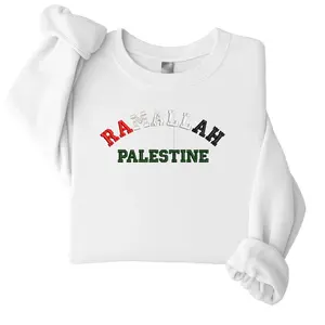 Al-Ramlah Palestine Custom Embroidered Sweatshirt- T-Shirt Vinyl, Cute, Freedom, Oversized fit, Comfy, Cotton, Polyester Hoodie Casual Menswear Sweaters Tops Pullover