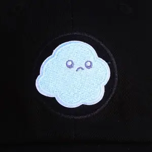 Sad Blue Cloud Embroidered Hook-backed Patch
