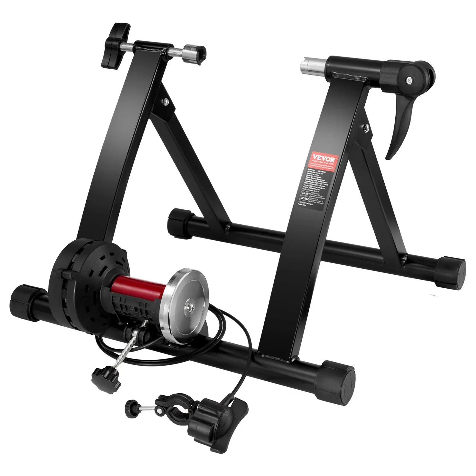 VEVOR Magnetic Bike Trainer Stand for Adult Fitness Bikes (26-29 in Wheels, 265 lbs Capacity), 6 Resistance Settings, Noise-Reducing Flywheel Motor, Quick-Release Lever, Front Wheel Riser for Indoor Riding