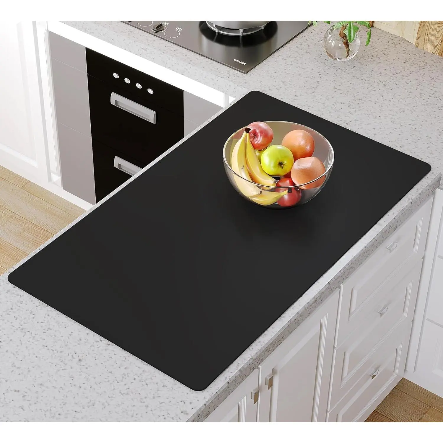 Mat,36"x 23.6" Heat Resistant Mats for Countertop Protector,Nonstick  Craft Mat/Placemats,Washable  Mats for Kitchen Counter,No Creases Counter Mat-Black