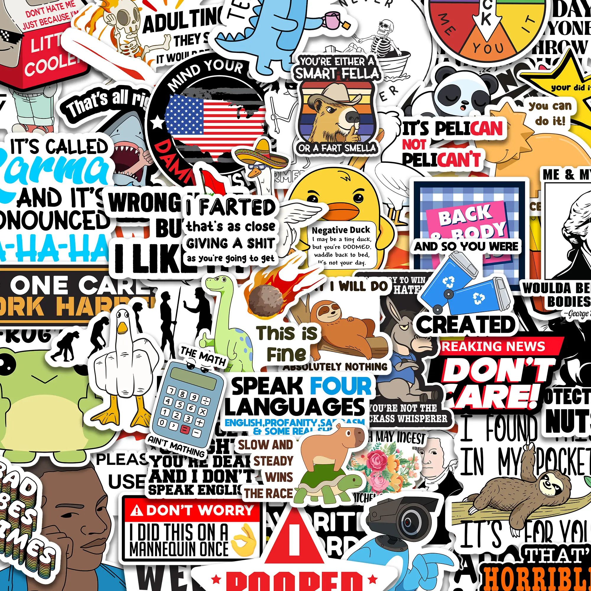 100pcs Anti-Social Stickers For Adults, Funny Sarcastic Pack for laptop water bottles , vinyl  waterproof