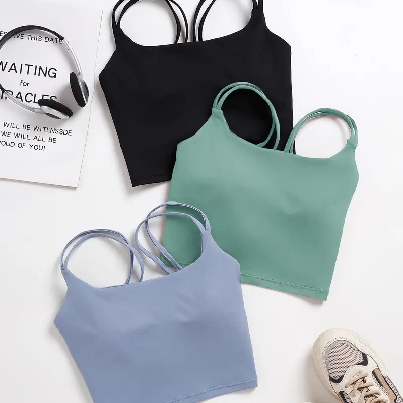 Women's Solid Sports Bra, Training Bra, Breathable Comfortable High Stretch Sports Bra, Running Workout Bras, Ladies Sportswear for Indoor & Outdoor Wear, Gym Clothes, Workout Daily Wear, Exercise Bra