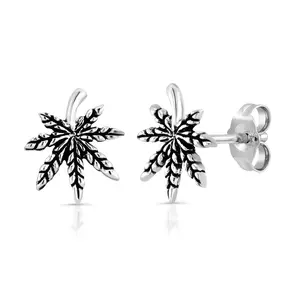 925 Sterling Silver Leaf Stud Earrings, Leaf Jewelry, Silver Jewelry, Oxidize Studs, Hypoallergenic Studs