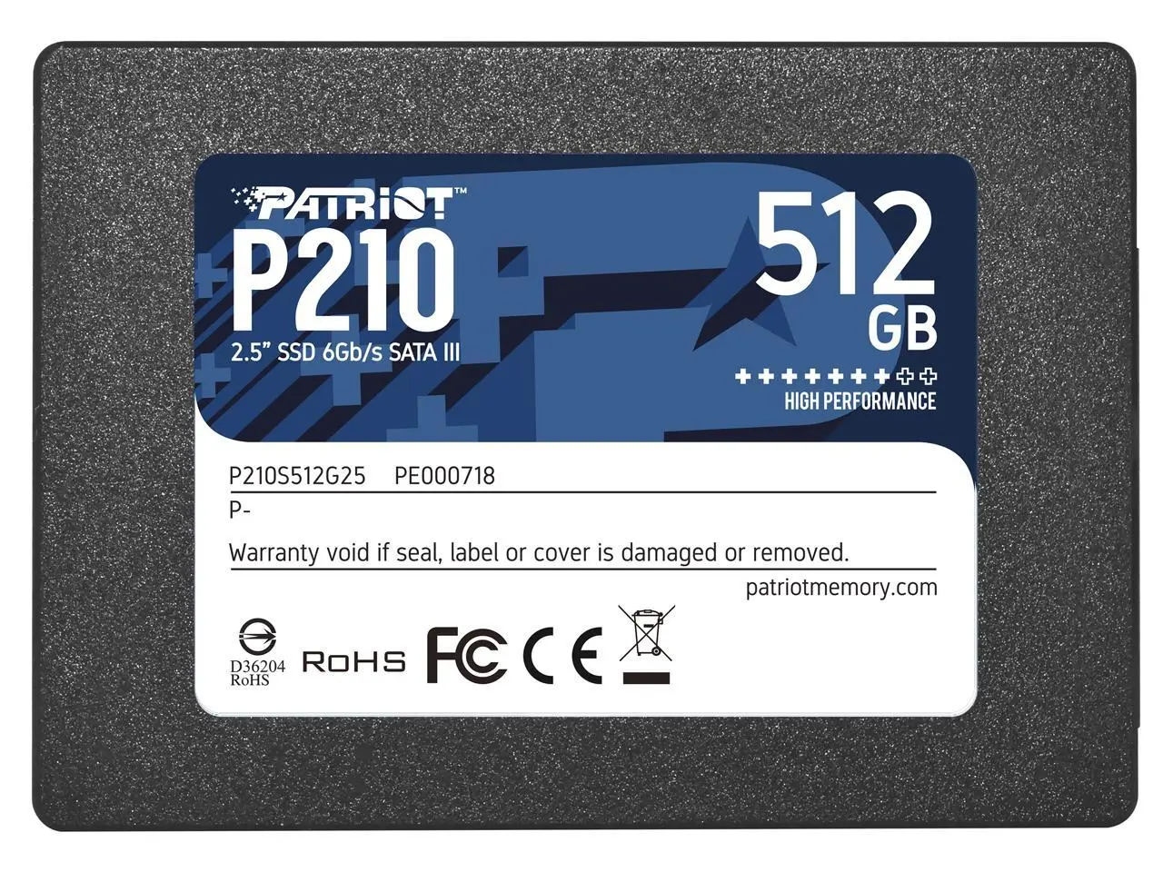 Patriot P210 2.5" 512GB SATA III TLC Internal Solid State Drive (SSD) P210S512G25 Patriot P210 2.5" 512GB SATA III TLC Internal Solid State Drive (SSD) P210S512G25