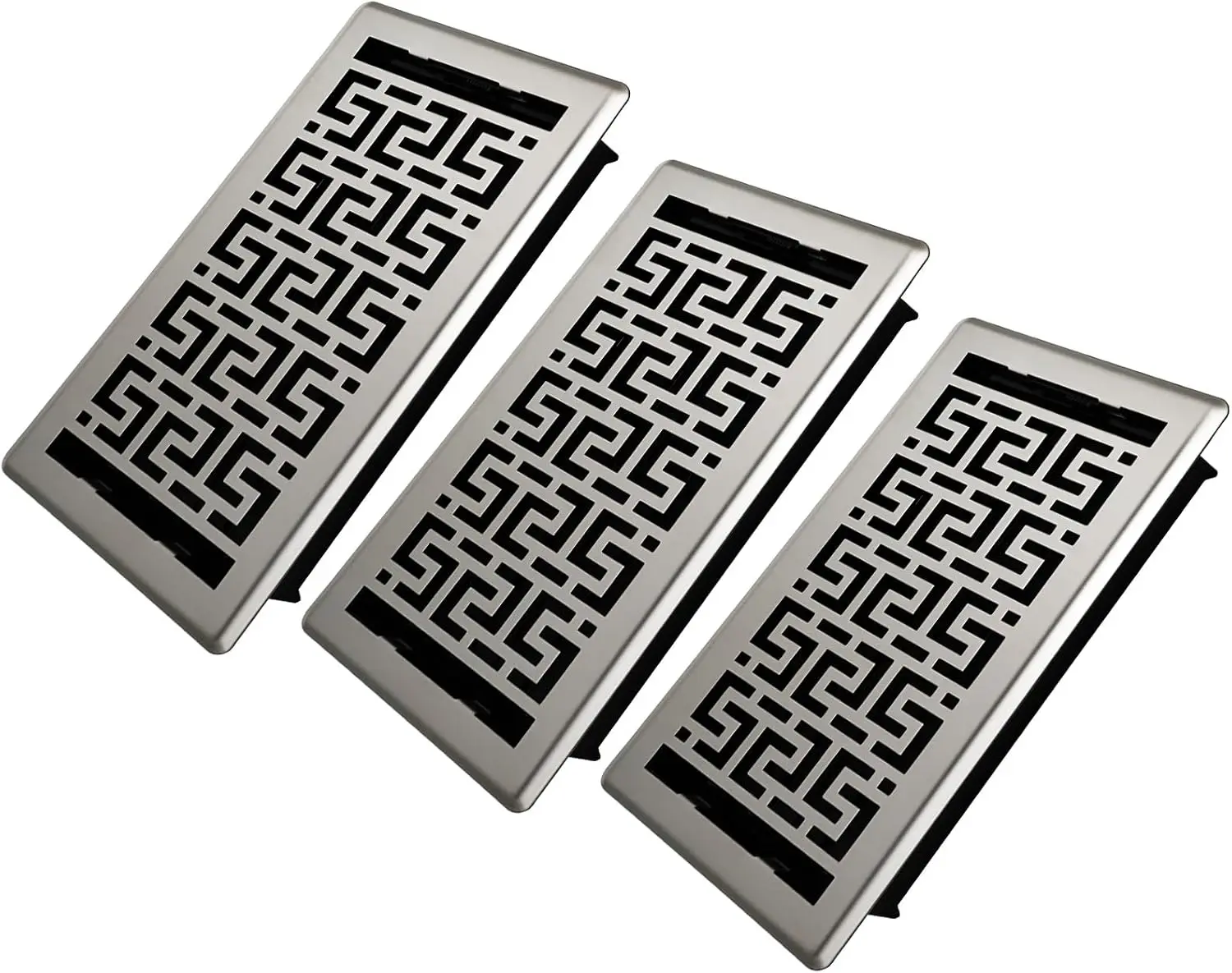 Floor Registers 6x12 Inches - 3 Pack Heavy Duty Walkable Steel Floor Vents Ease Adjust Air Flow Direction Vent Covers for  Floor Satin Nickel Floor Vent Covers