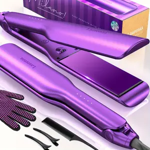 Milano Laurenza SuperMax 2-in-1 Hair Straightener and Curler - 8.5 Inch² Extra-Large 3D Floating Ceramic Flat Iron with 20 Million cm³ Anion Outlet, Dual Voltage, Fast Styling and Long-Lasting Results, Salon-Quality Hair Styling at Home