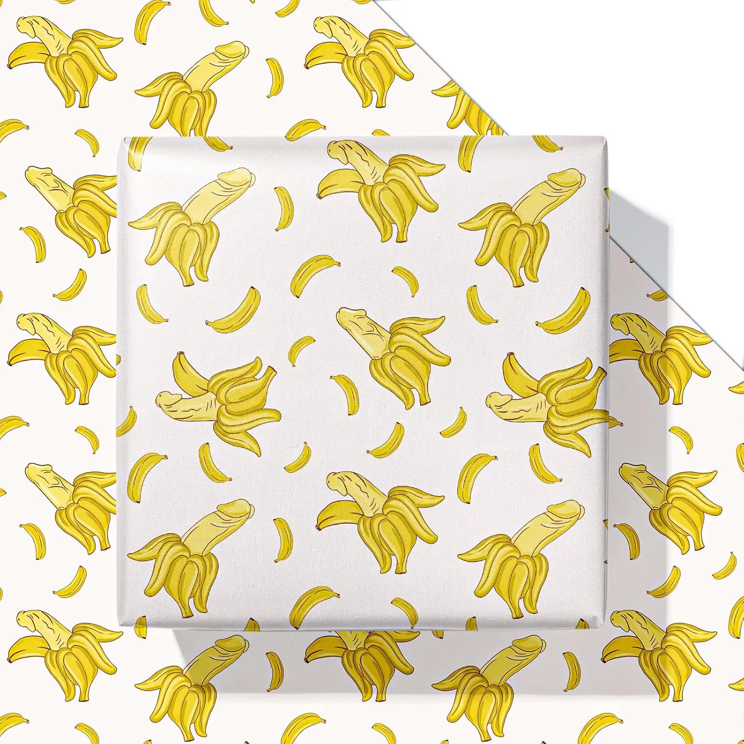 Funny Wrapping Paper Sheet - Funny Rude Banana Shape Design Folded Flat for Men Women | Gift Wrapping Paper