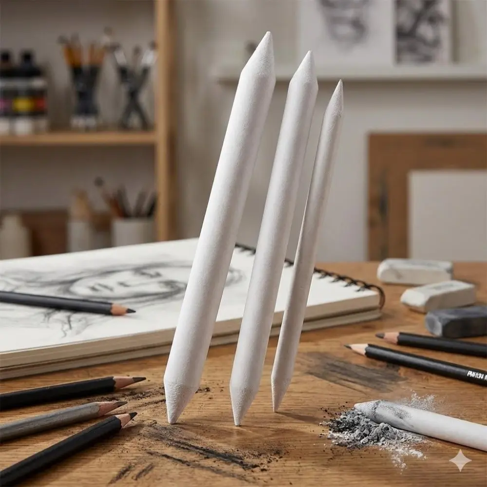Professional Blending Stick Set: Smudge-Proof Tools with Non-Slip Grip for Sketching, Shading & painting. Portable Artist Kit for Sketchbook Journaling and Art Projects.
