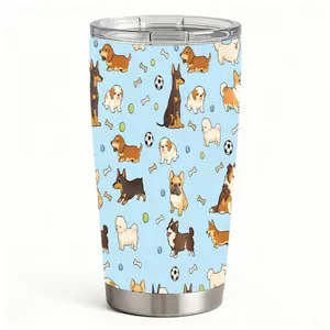 20oz Adorable Cute Cartoon Dog Breeds Pattern Stainless Steel Tumbler， Tumbler with Lid Double Wall Vacuum Insulated Travel Mug