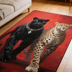 Large Velvet Carpet Leopard & Cheetah Design Animal Print Rug, Background, Living Room Bedroom Entryway Art Decor, Creative Home Decorative Area Rug
