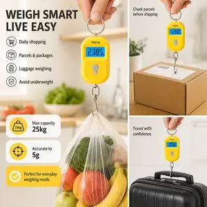 1 Piece Portable Digital Hanging Scale with 25kg Capacity LCD Display, Multi Unit Conversion Keychain Design for Parcel and Luggage Weighing