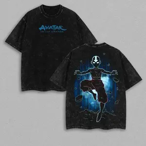 graphic tees Aang T-Shirt - Avatar the Last Airbender Shirt, Animated Shirt, Vintage T-Shirt Menswear Top Underwear Tshirt The Last Air Nomad - The Avatar Anime Double Printed Washed Tee Unisex Oversize Anime Manga MCV