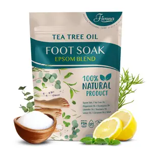 Fivona Tea Tree Foot Soak Blend 14.1 oz - Epsom Salt and Natural Oils for Gentle Foot Spa, Healthy Toenails, Soothing Relief, Callus Softening - Pedicure Therapy for Soft, Rejuvenated Feet