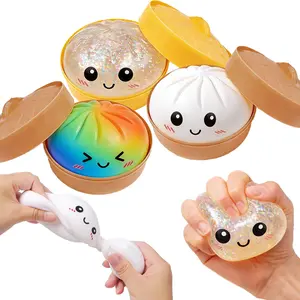 Dumpling Squishy Packs  Cute glitter dumpling squishies in a mystery box! Perfect stress relief fidget toys with fun surprises inside. Sparkly, squishy, and adorable great for anxiety relief and sensory play!