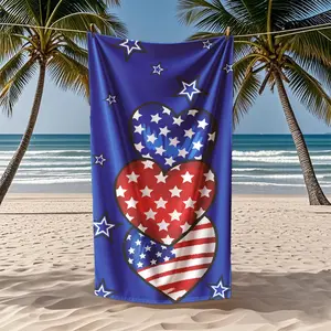 Large Quick-Dry Sand-Free Microfiber Beach Towel, American Flag Design, Ultra-Size, Lightweight, Absorbent, Independence Day Patriotic Gift