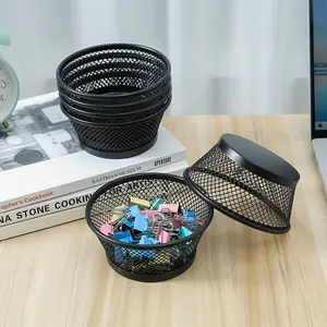 Black Mesh Pencil Cup and Paper Clip Holder - Desk Organizer for Office, and Home - Convenient Pen Holder and Paper Clip Dispenser
