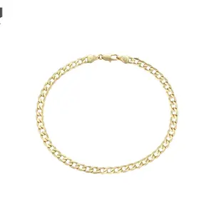 Cuban Style Anklet 14k Gold Plated 10in