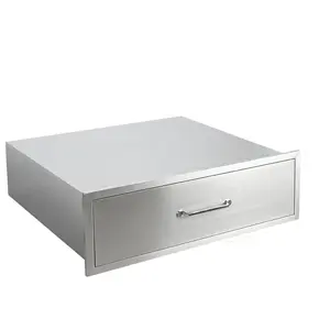 Outdoor Kitchen Drawers，Stainless Steel Outdoor Kitchen Cabinet,BBQ Stainless Steel Drawer Enclosed Built-in Drawer Flush Mount for Outdoor Kitchens BBQ Islands