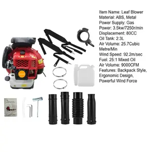 80CC Gas Powered Backpack Snow Blower 2-Stroke Engine 900CFM Air Volume 2.3L Tank Leaf Blower 80CC Gas Powered Backpack Snow Blower