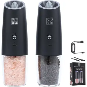 Electric Slt d Pepper Grider Set - Grvity Tilt-t-Grid, USB-C Rechrgeble, djustble Cermic Burr, LED Light, e- perti -  591 (100ml)