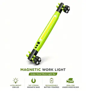 2026 Upgraded Magnetic LED Work Light Bar Rechargeable Under Hood Mechanic Light Portable COB Inspection Lamp with Magnetic Base Hooks USB Power Bank for Car Repair Garage Camping
