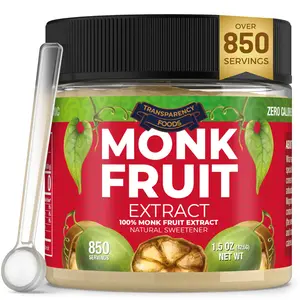 100% Monk Fruit Extract (90X Sweeter Than Sugar - 25% Mogroside V) Zero Glycemic Monk Fruit Sweetener with No Erythritol by Transparency Foods