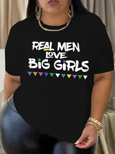 Plus Size, Women's Curve Clothing Curve Tshirts with Print, Casual Shortsleeved Round Neck Top, Mediumstretch Fabric, Machine Washable, Comfortable Fit for All Seasons, Women's Tshirt, Tshirt with Unique Pattern, Comfortable Fit.
