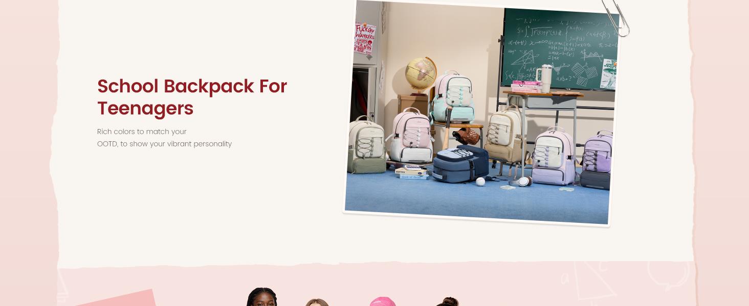 LOVEVOOK School Backpack for Teen Girls, Unique Style College Student Backpacks with Large Cup Holder, Cute Kid Bookbag with Pens Compartment, Large Capacity Back to School Backpack Fit 15.6'' Laptop