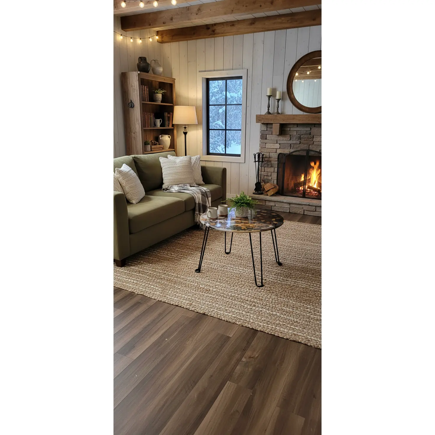 Handmade End Table - Artisan Living Room Furniture, Mixed Material Indoor Table for Living Spaces, Inlays, Wood Resin